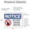 Signmission Do Not Drink Water Sign With Symbol, 14 in W x Rectangle, Vinyl Decal OS-2PACK-NS-D-1014-L-11152 - alternate 6